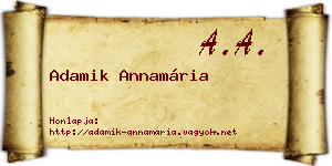 Adamik Annamária névjegykártya